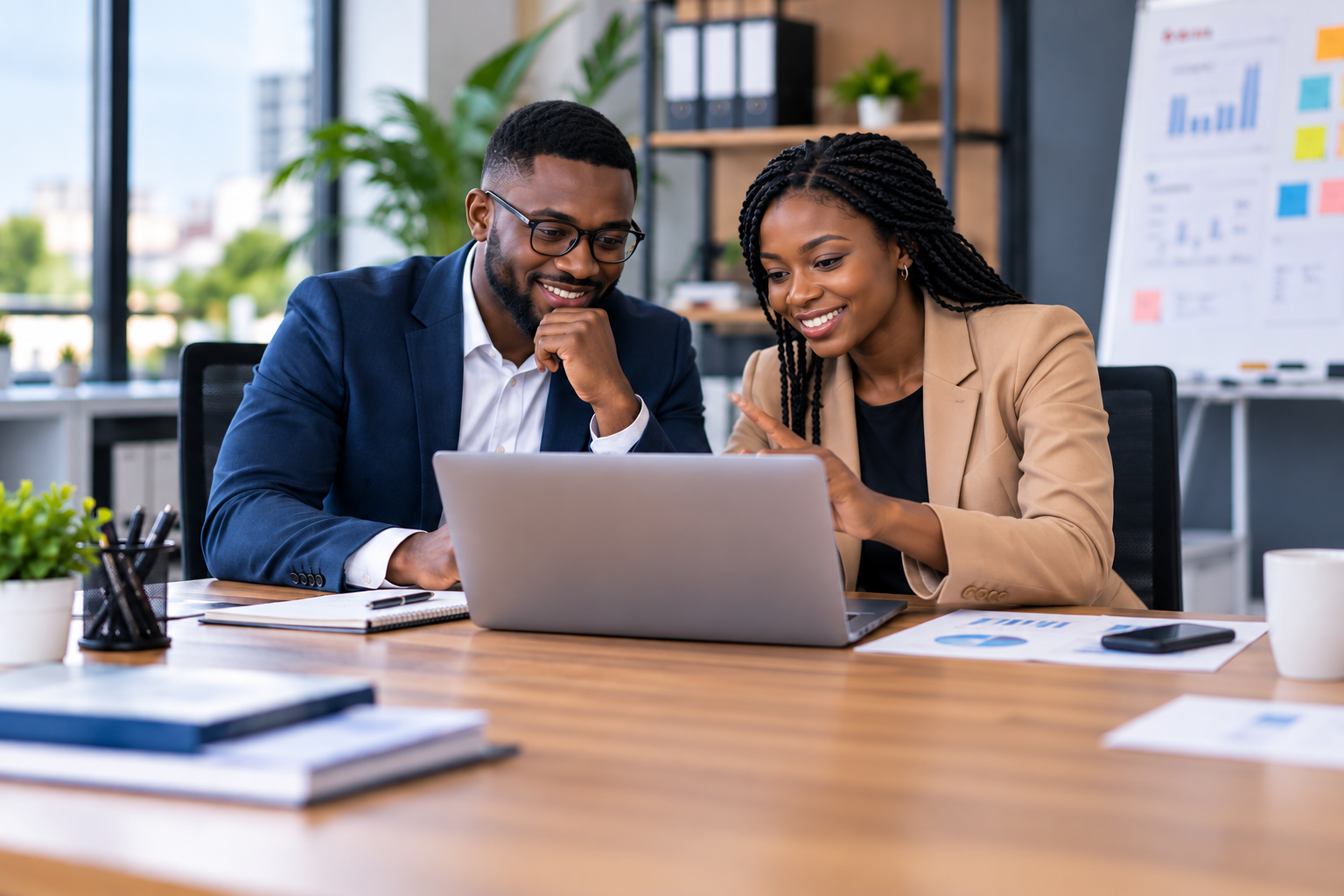 Professionnels travaillant ensemble dans une entreprise